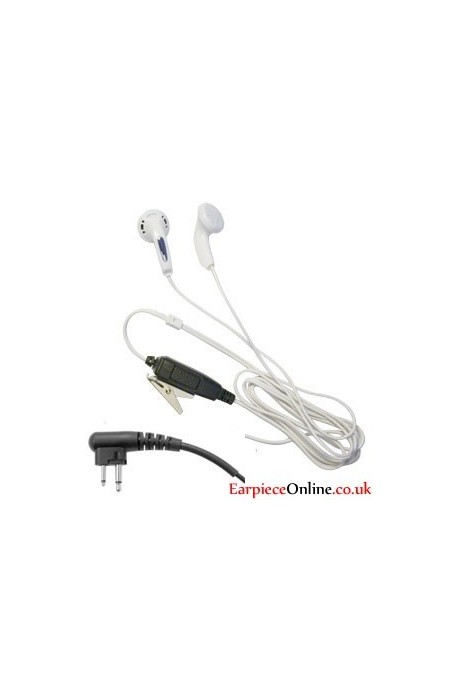 WHITE EARPHONE BUD STYLE EARPIECE FOR THE MOTOROLA 2-PIN RADIO